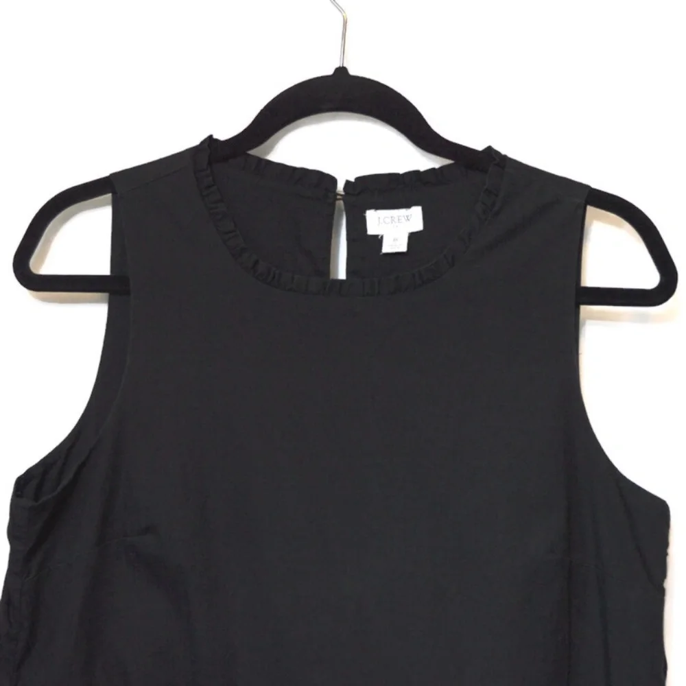 J.Crew Sleeveless Tiered Ruffle Neck Dress Size 8 Cotton Poplin, Pockets, Lined - Picture 7 of 11